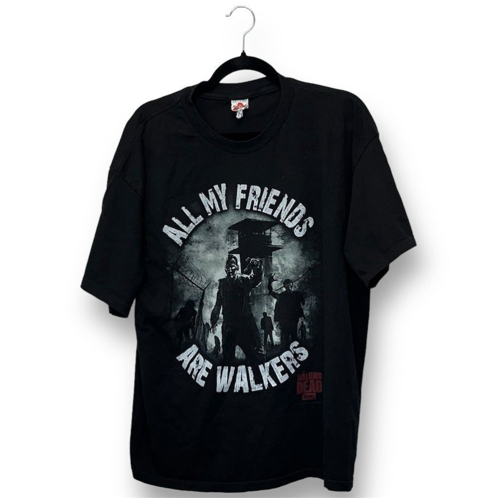 AMC The Walking Dead "All My Friends Are Walkers" Black T-Shirt Men's XL 2014‎